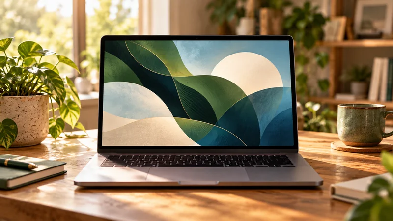 Ilustração editorial de um notebook em uma mesa; não é captura do Project Maya nem registro de teste